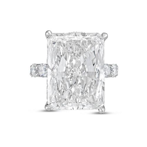 Lab-Grown Radiant Hidden Halo Diamond Ring with Eternity Band, 18K Gold