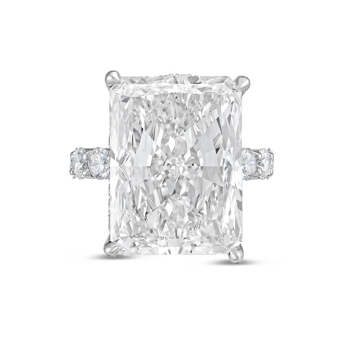 Lab-Grown Radiant Hidden Halo Diamond Ring with Eternity Band, 18K Gold