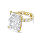 Lab-Grown Radiant Hidden Halo Diamond Ring with Eternity Band, 18K Gold