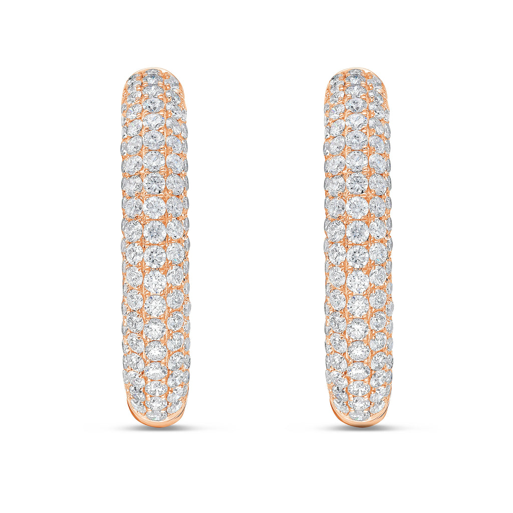 Lab Grown Diamond Five Row Pave Hoop Earrings