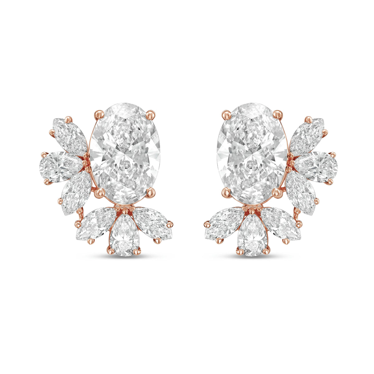 Lab Grown Multi-Cut Diamond Cluster Earrings