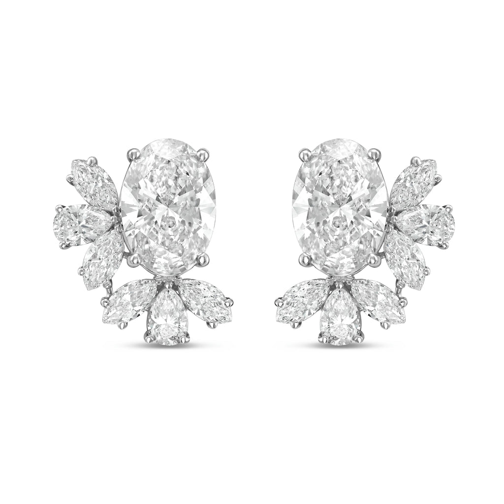 Lab Grown Multi-Cut Diamond Cluster Earrings