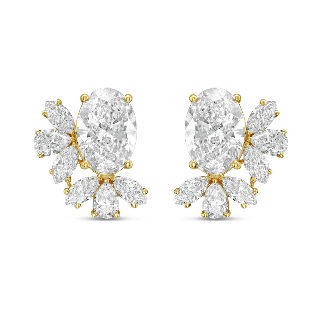Lab Grown Multi-Cut Diamond Cluster Earrings