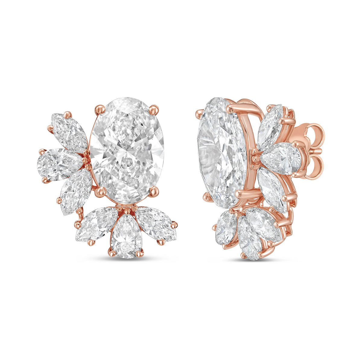 Lab Grown Multi-Cut Diamond Cluster Earrings