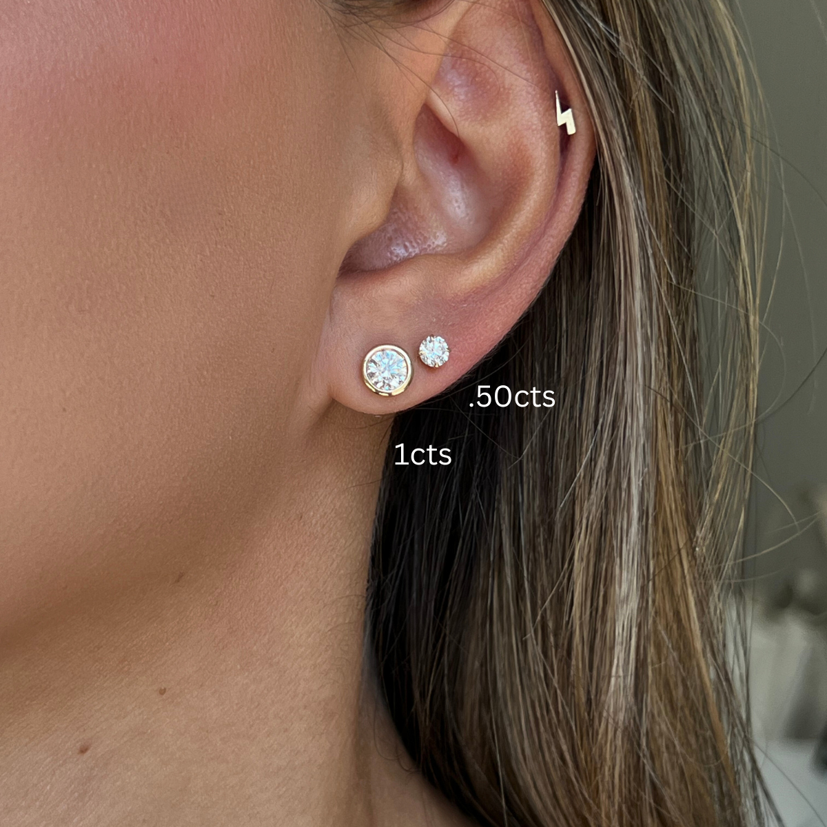 Lab Grown Bezel Round Diamond Studs