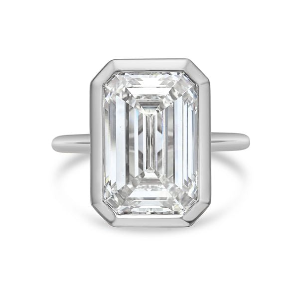 Lab Grown Emerald Cut Diamond Bezel Solitaire Ring