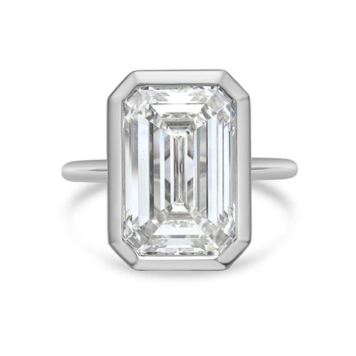 Lab Grown Emerald Cut Diamond Bezel Solitaire Ring