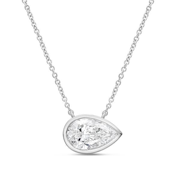 Lab Grown Pear Diamond Bezel Pendant