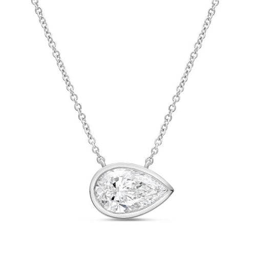 Lab Grown Pear Diamond Bezel Pendant