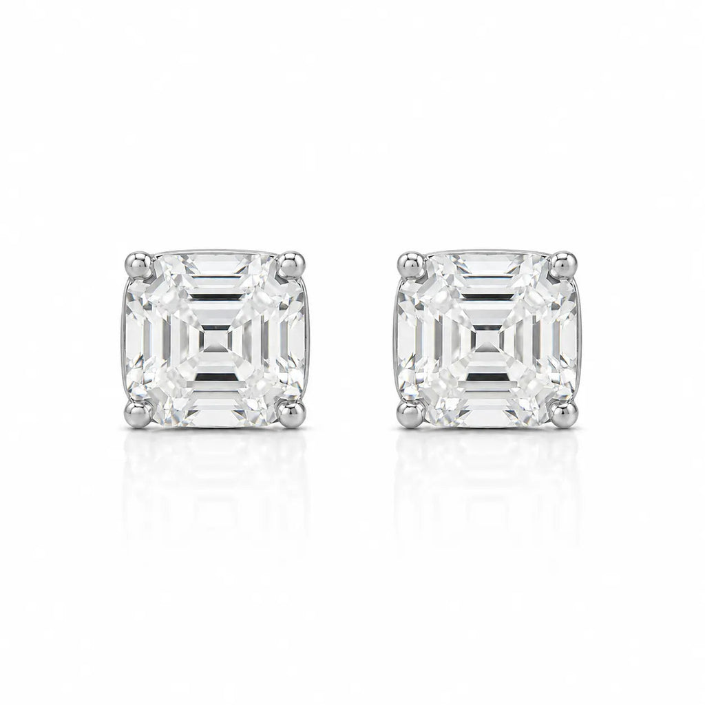 Billionaire Asscher Studs In White Diamond
