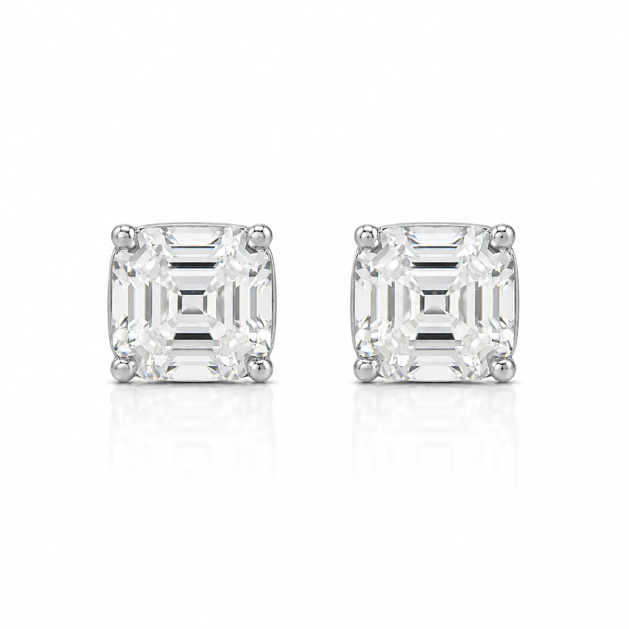 Billionaire Asscher Studs In White Diamond