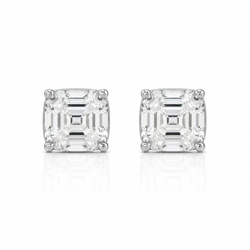 Billionaire Asscher Studs In White Diamond