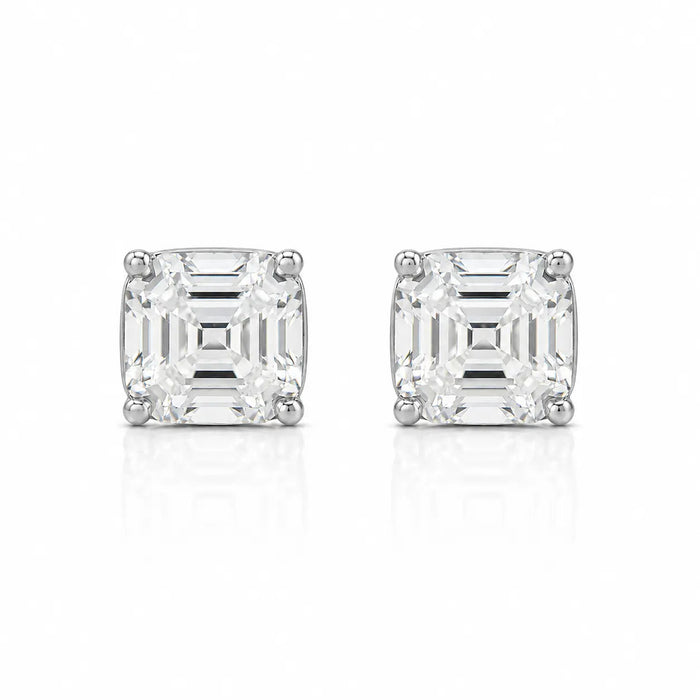 Billionaire Asscher Studs In White Diamond