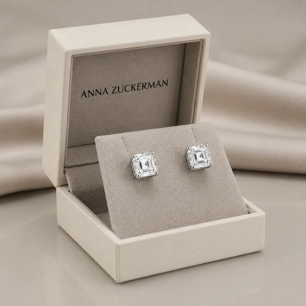 Billionaire Asscher Studs In White Diamond