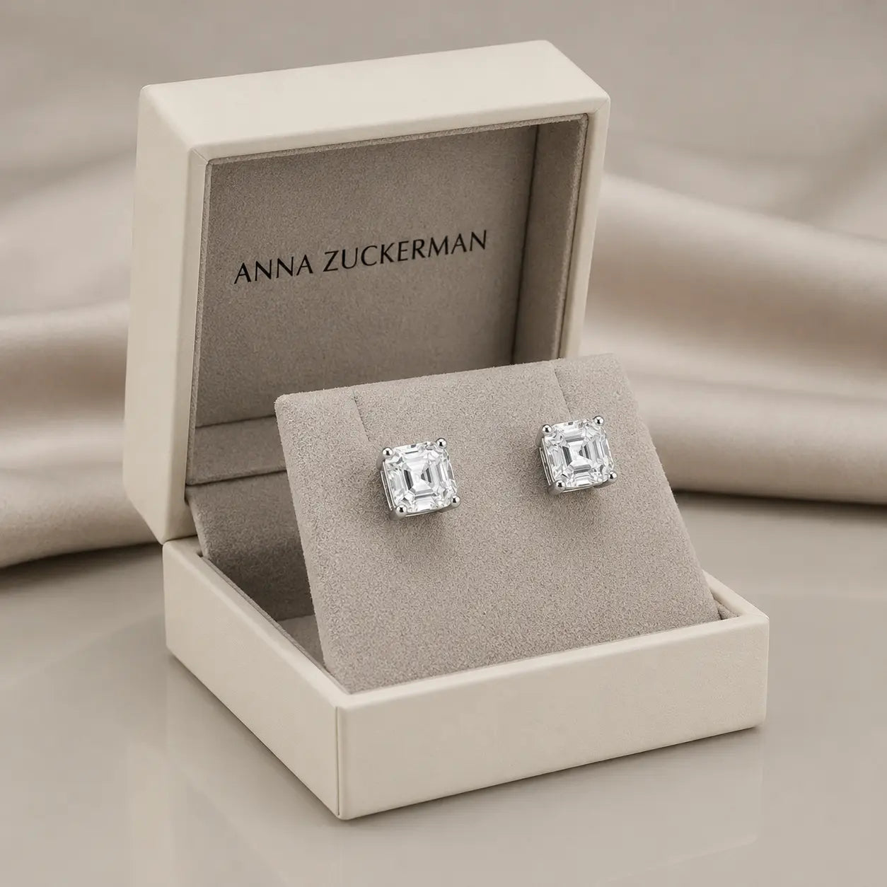 Billionaire Asscher Studs In White Diamond