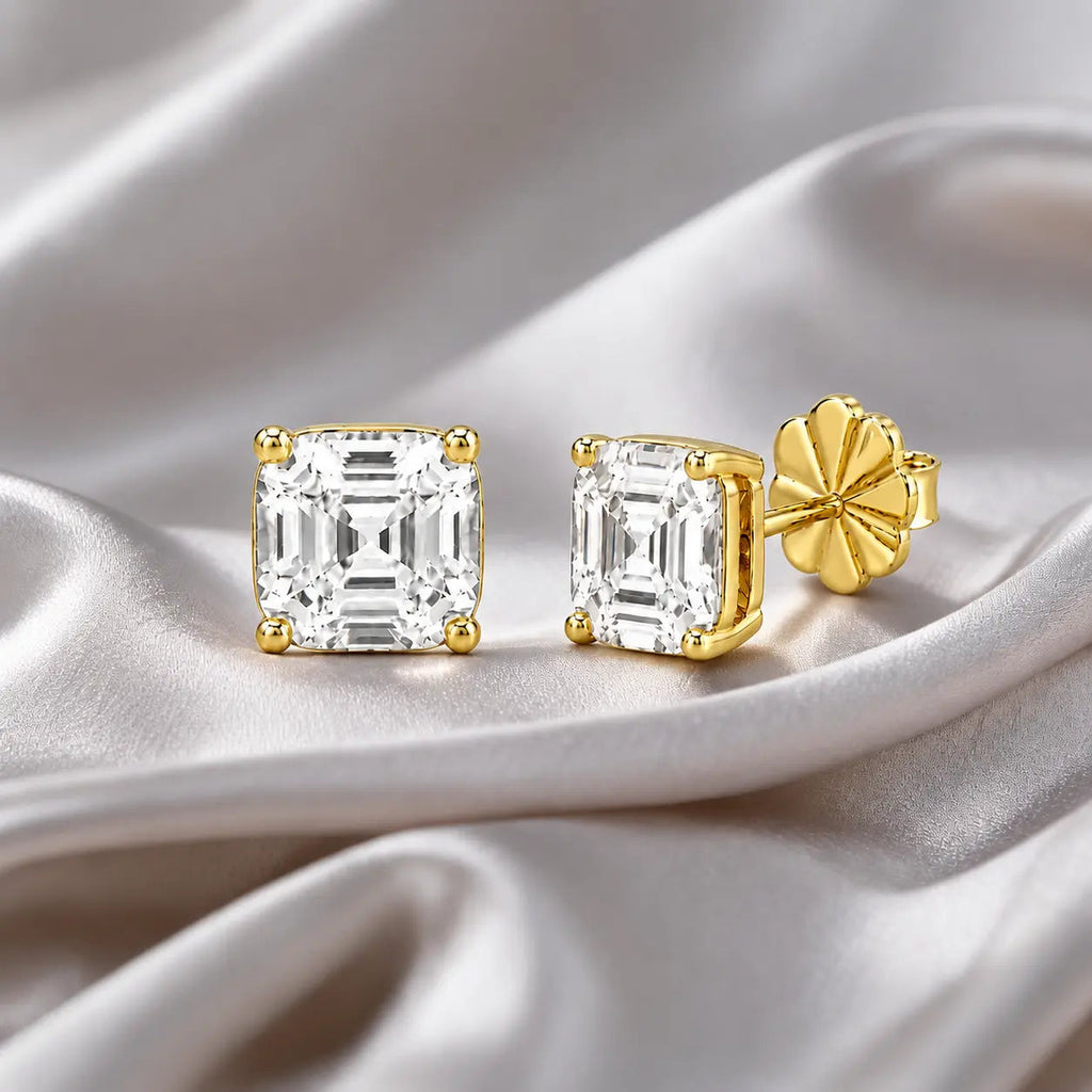 Billionaire Asscher Studs In White Diamond