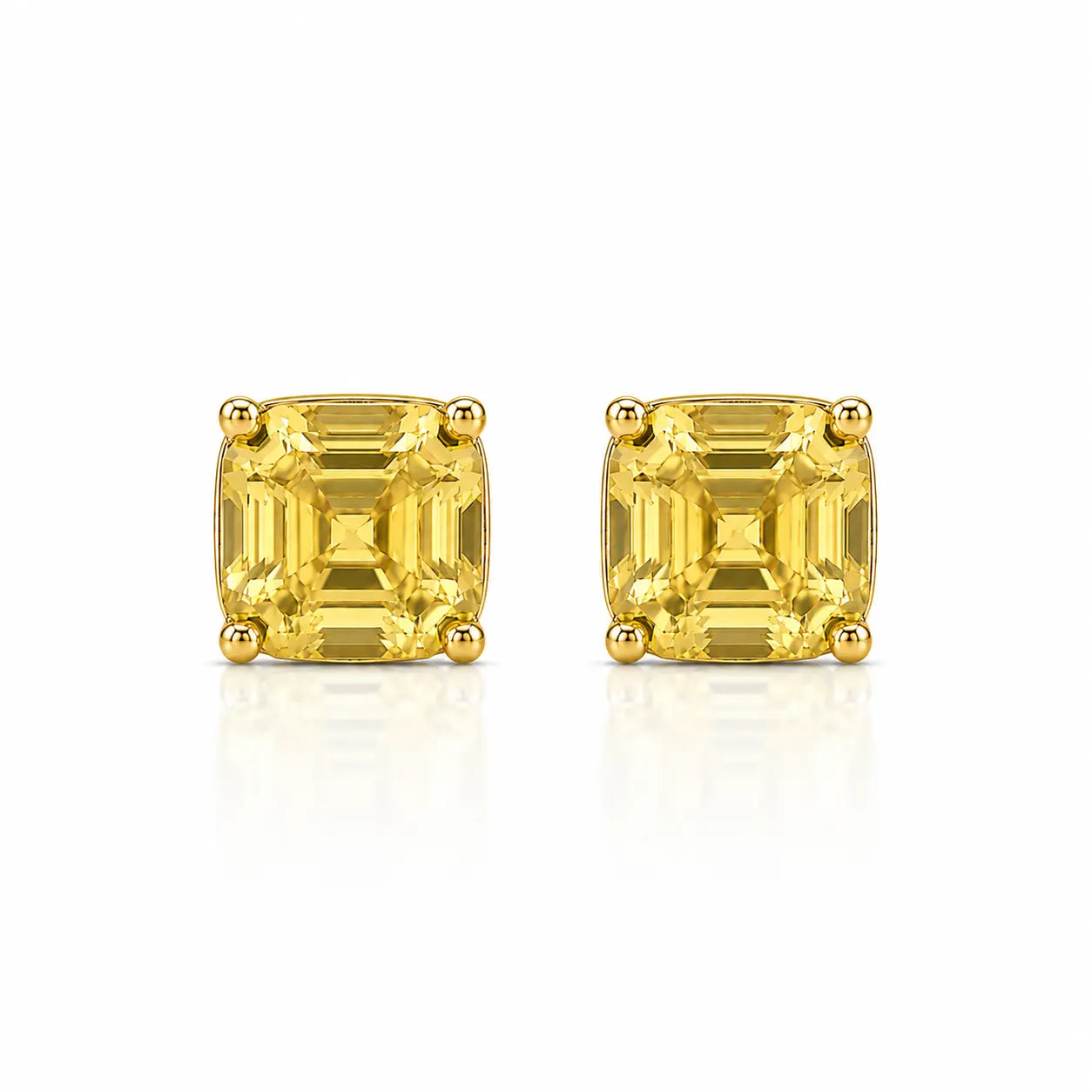 Billionaire Asscher Studs In Yellow Gold