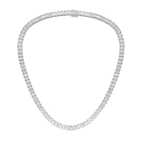 Lab Grown Emerald Cut Diamond Tennis Necklace