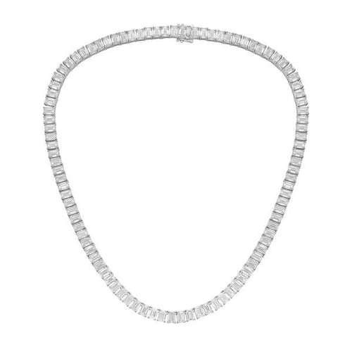 Lab Grown Emerald Cut Diamond Tennis Necklace