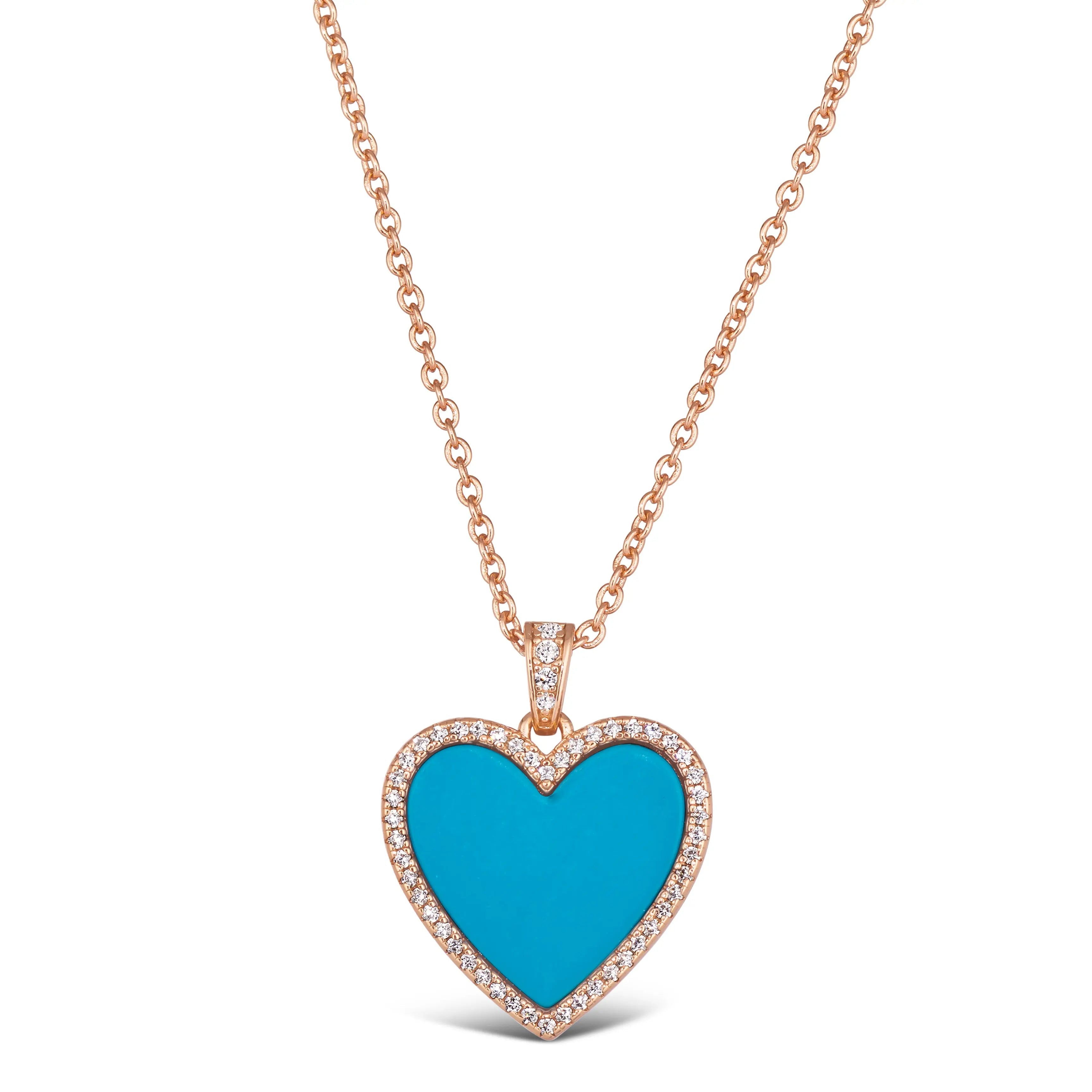 Blue Turquoise Heart Necklace