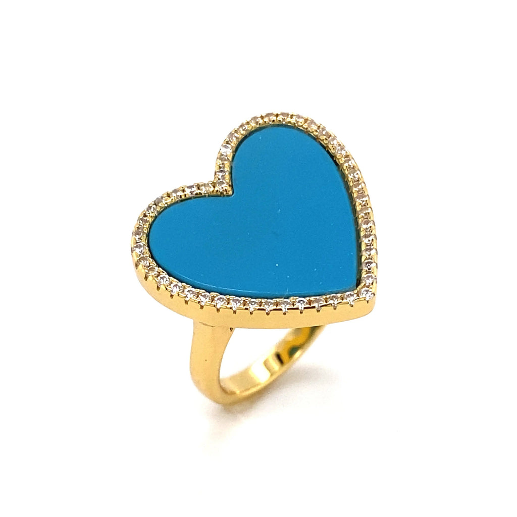 Blue Turquoise Heart Shaped Ring