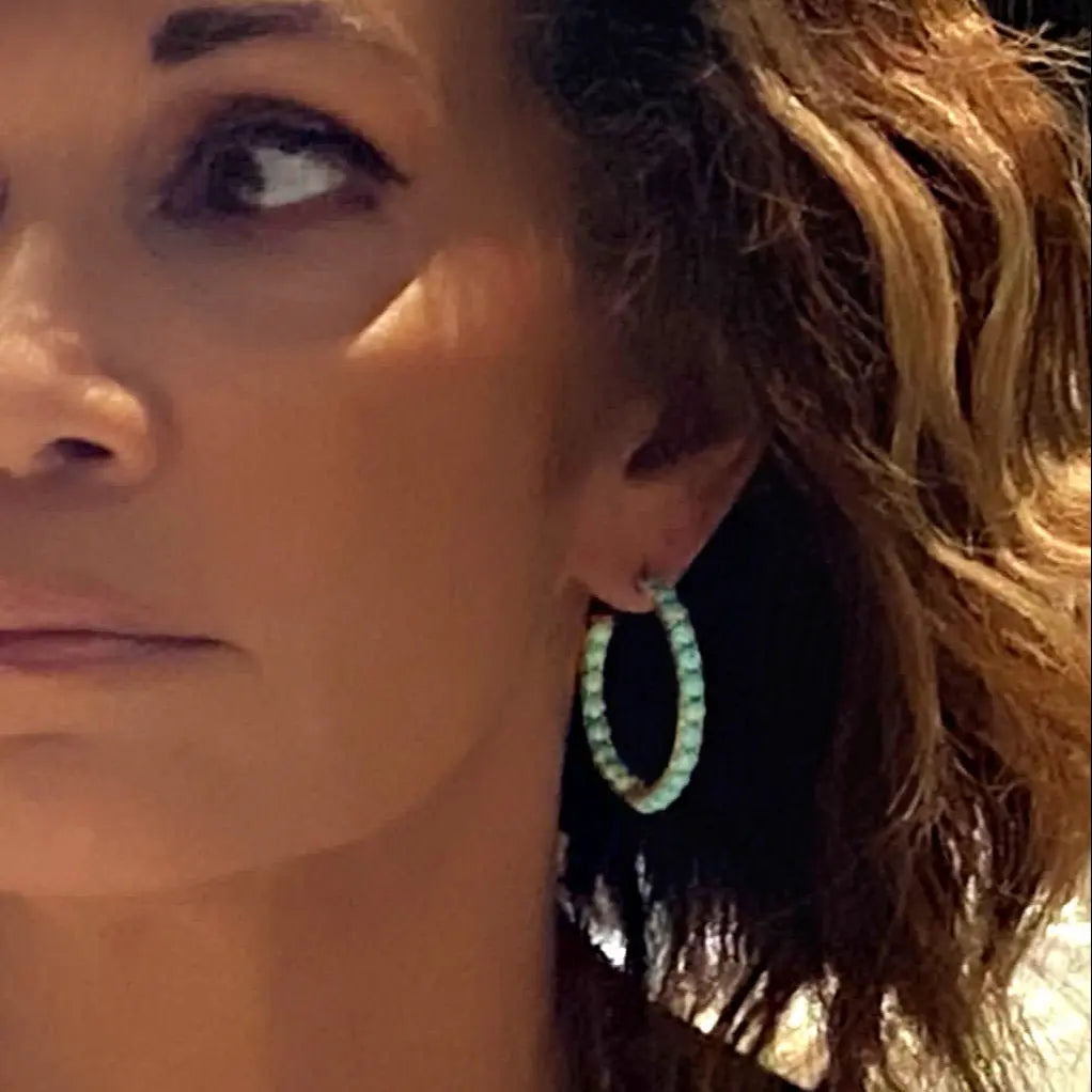 Blue Turquoise Inside Out Hoops