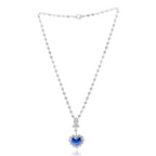 Sapphire Heart and Round Diamond Pendant