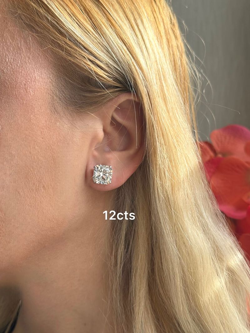 Lab Grown Square Cushion Studs