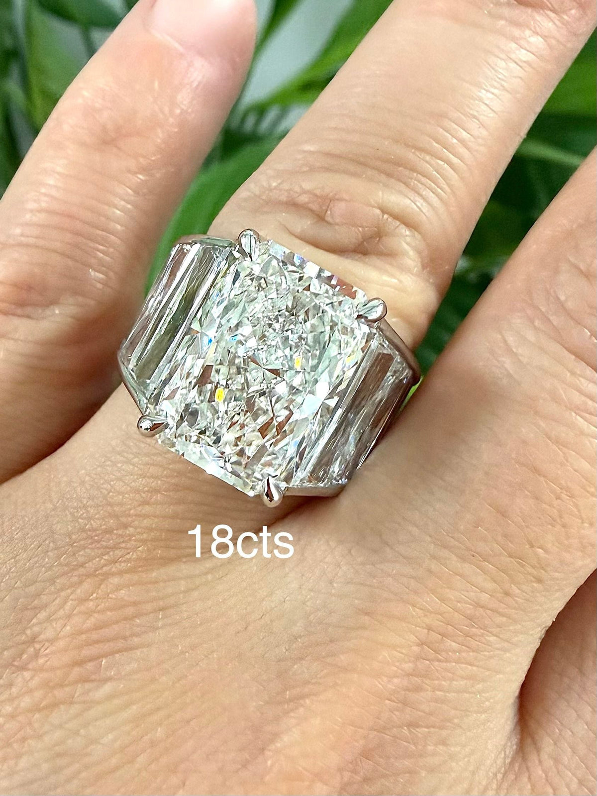 Lab Grown Radiant Ring with Radiant Trapezoids