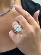 Lab-Grown Oval Diamond Ring with Baguettes, 18K Gold