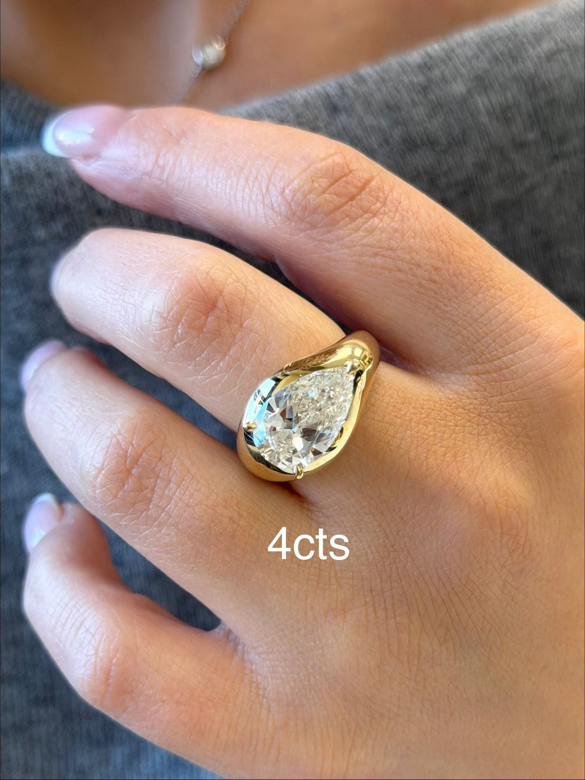 Lab-Grown East-West Pear Diamond Dome Ring