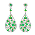 Emerald and  Diamond Tear Drop Earrings