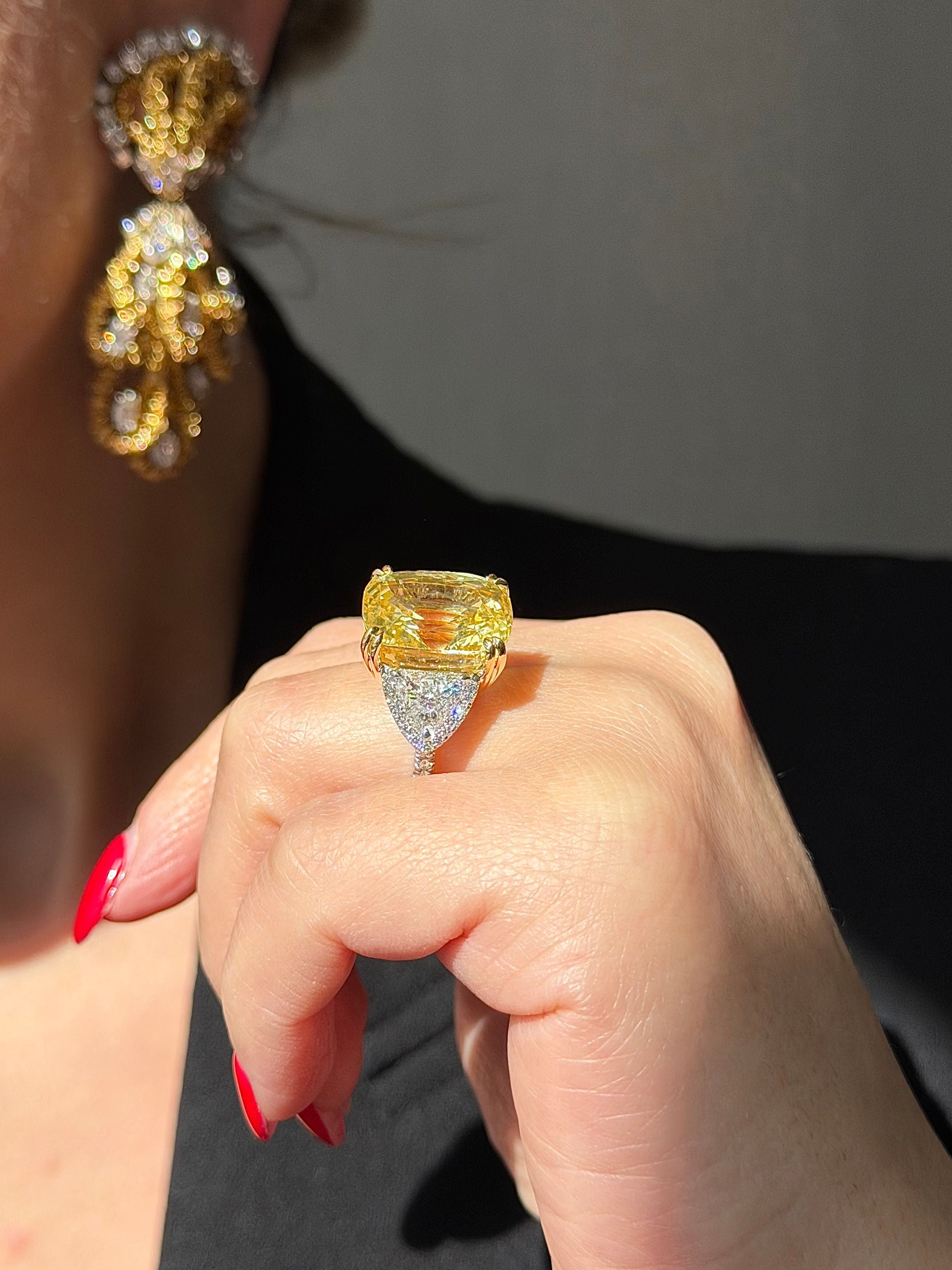 Yellow Ceylon UnHeated Sapphire Ring