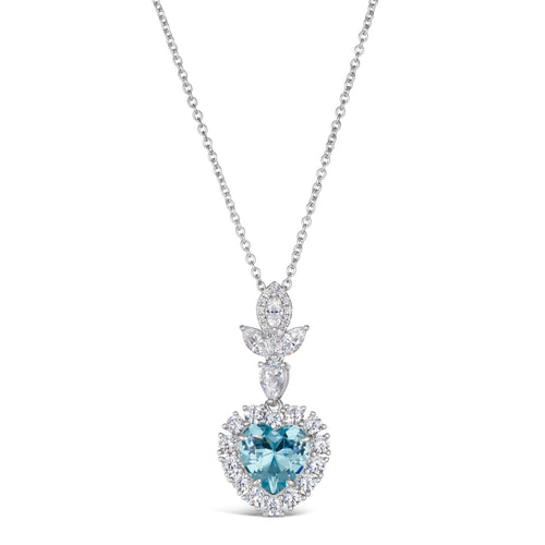 Calista Heart Necklace Aquamarine