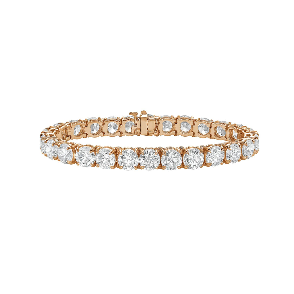 Lab-Grown Round Diamond Tennis Bracelet, 4-Prong, 14K Gold