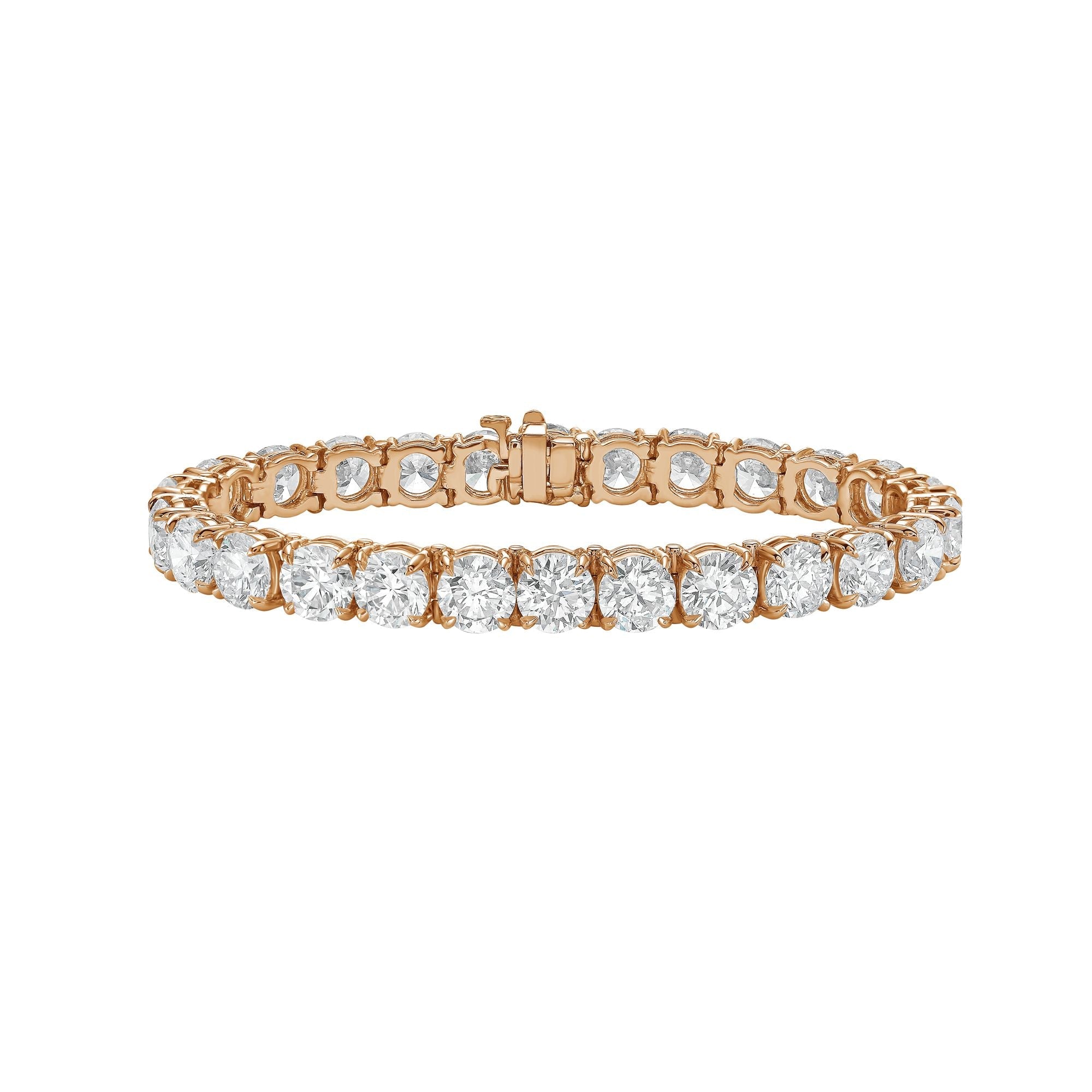Lab-Grown Round Diamond Tennis Bracelet, 4-Prong, 14K Gold