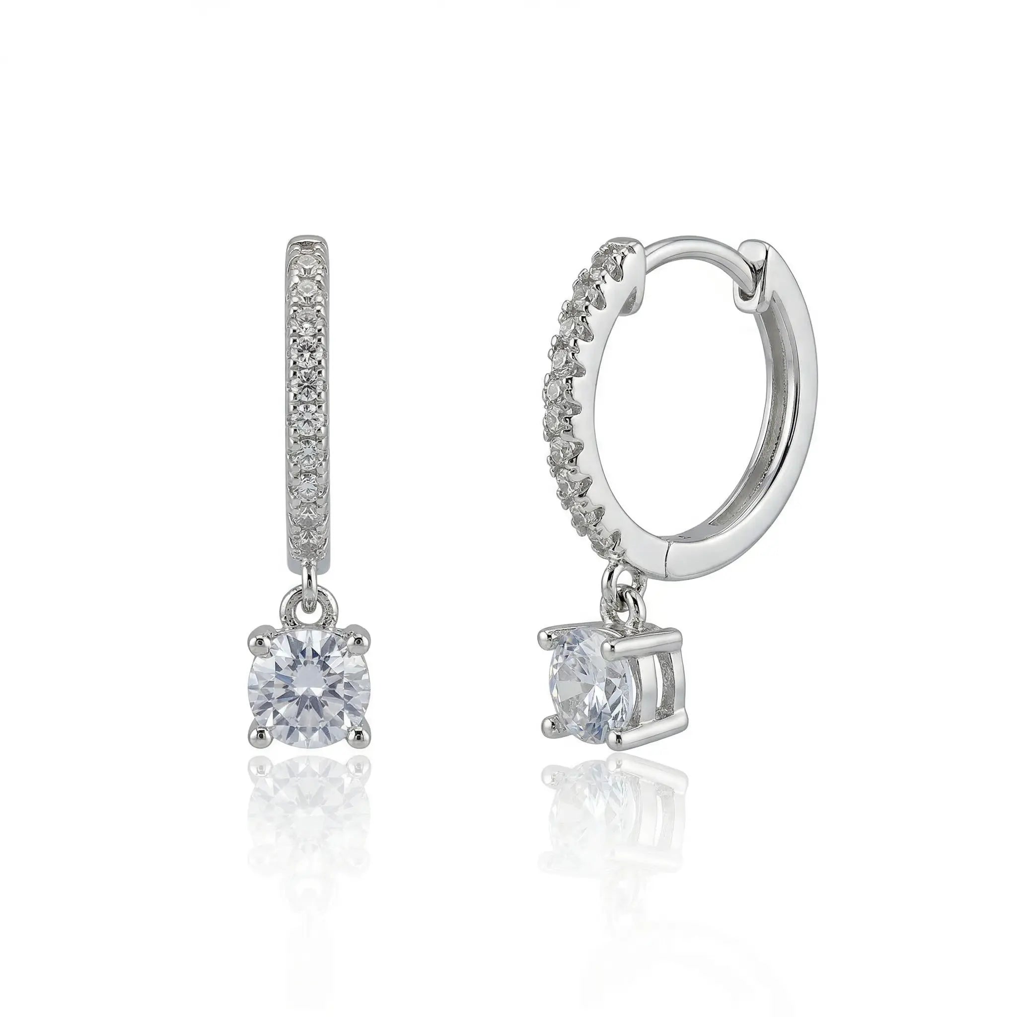 Sofia Drop Huggies In Platinum