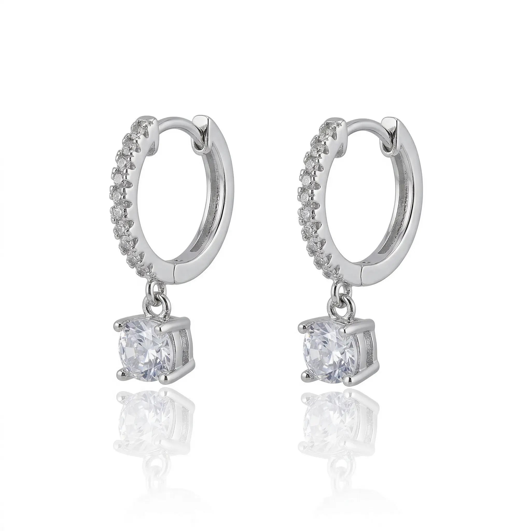 Sofia Drop Huggies In Platinum