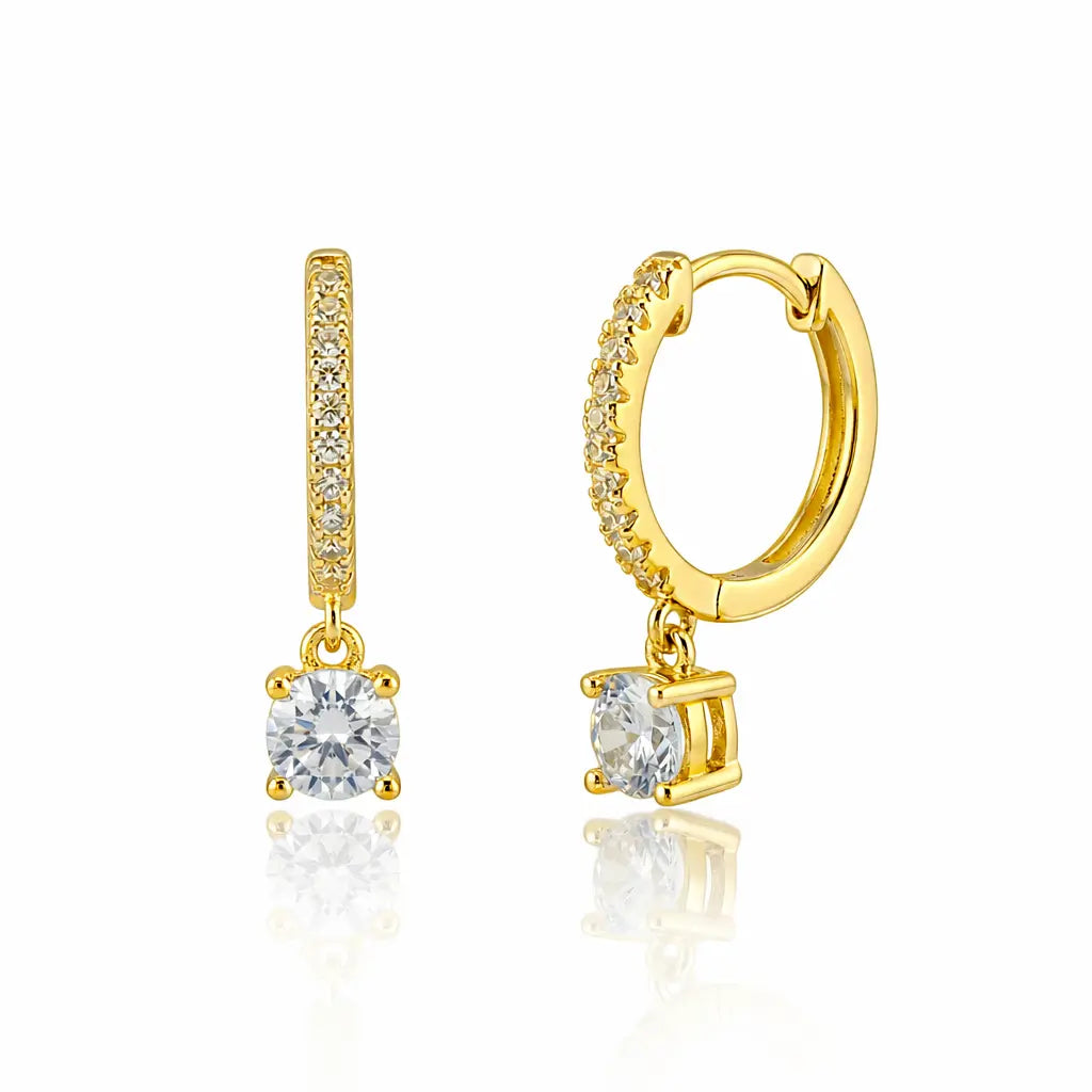 Sofia Drop Huggies In Yellow Gold