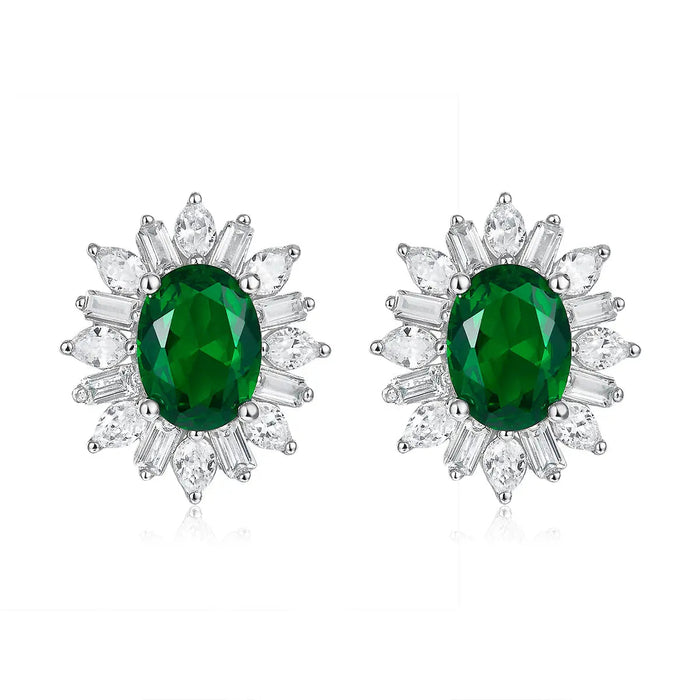 Vintage Crown Emerald Earrings