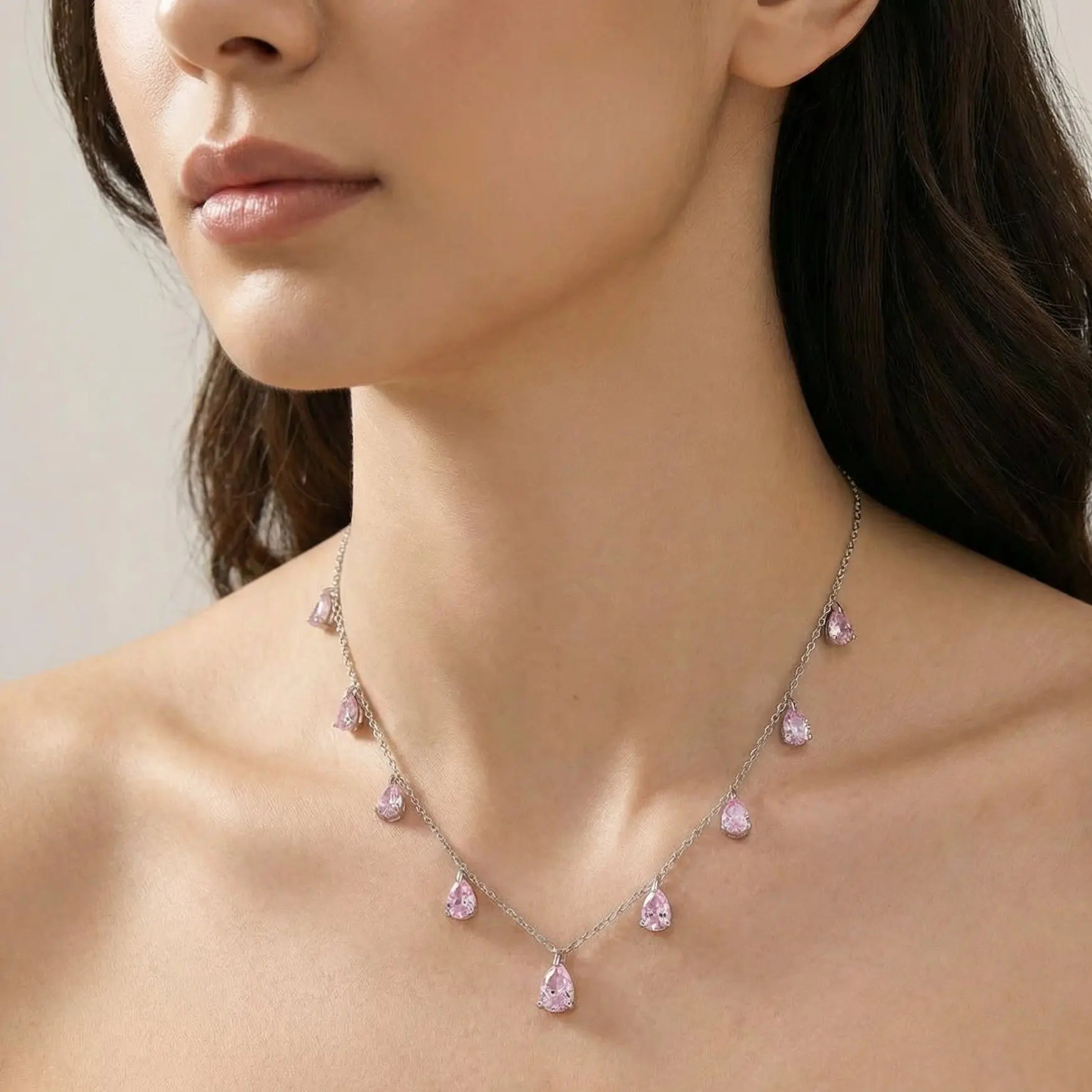 Champagne Drop Necklace in Argyle Pink