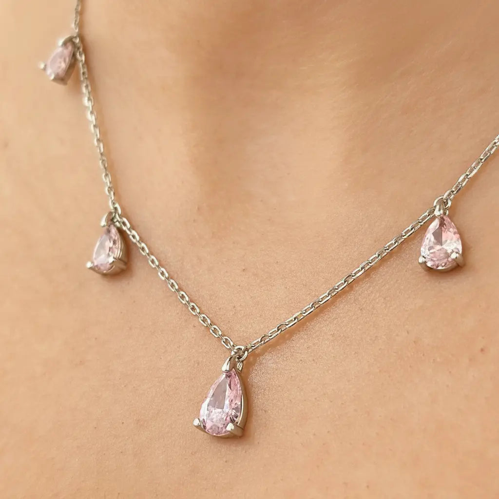 Champagne Drop Necklace in Argyle Pink