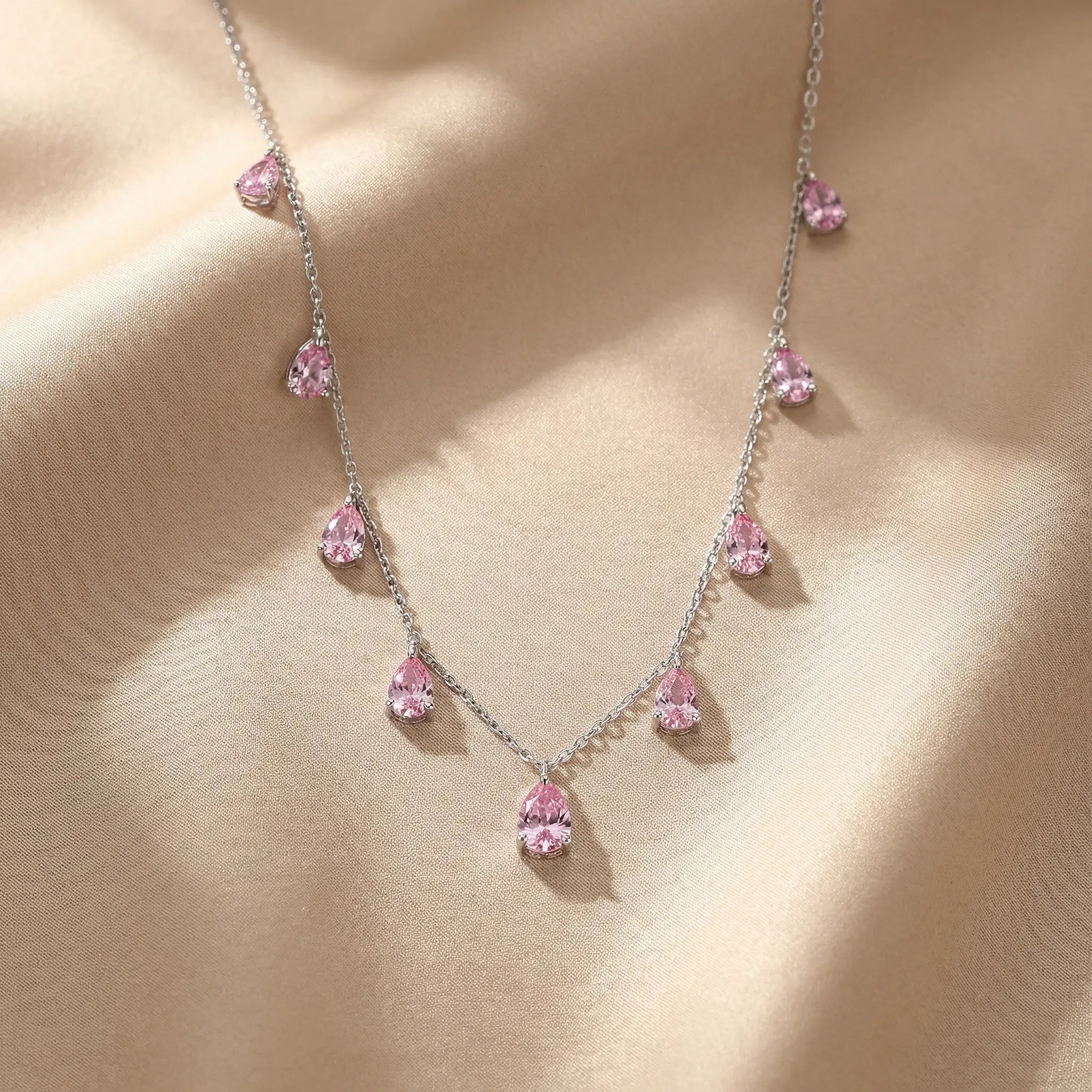 Champagne Drop Necklace in Argyle Pink