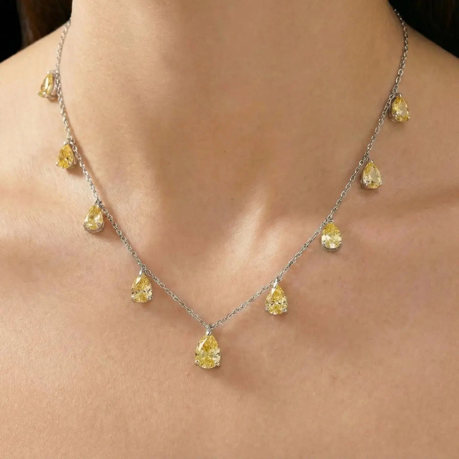 Champagne Drop Necklace in Canary Yellow
