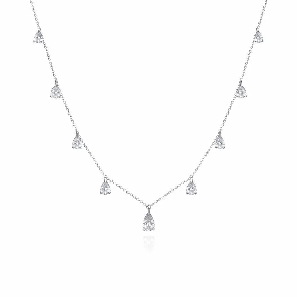 Champagne Drop Necklace in White Diamond