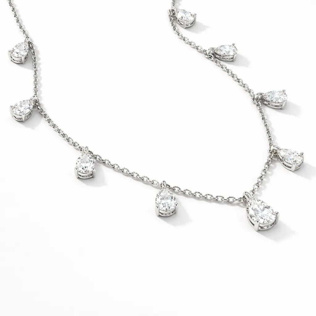 Champagne Drop Necklace in White Diamond