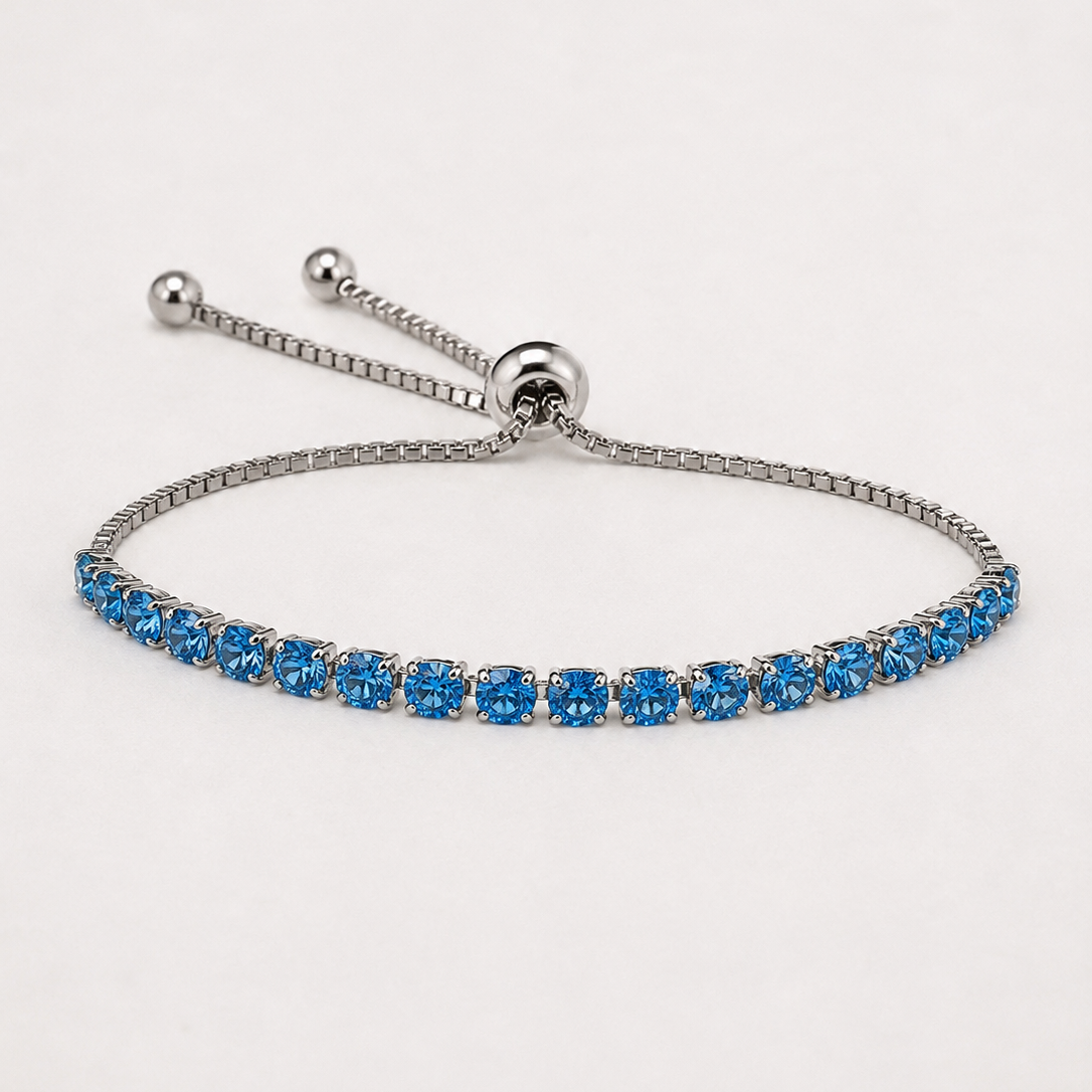 Signature Adjustable Bolo Bracelet in Blue Sapphire