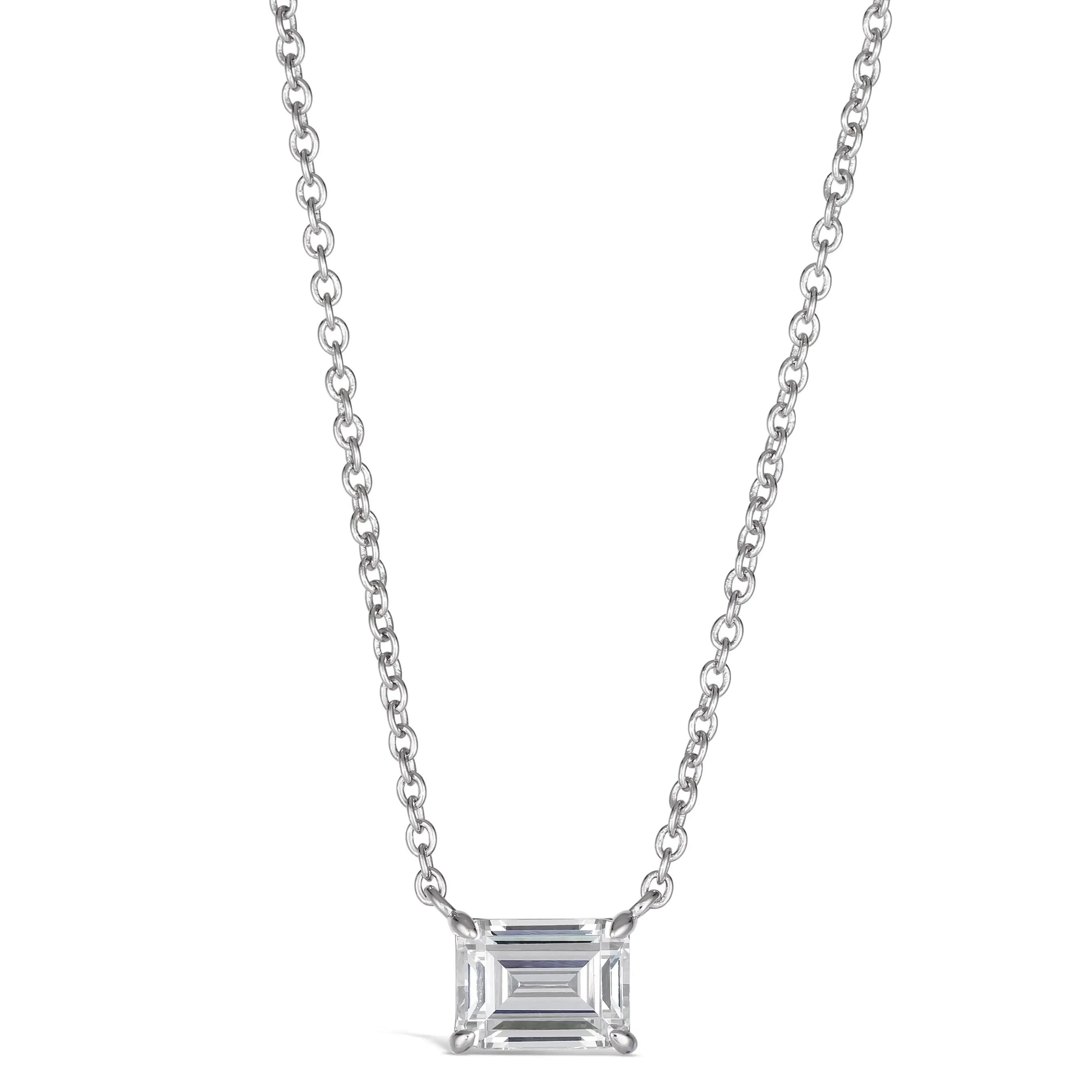 Classic Emerald Cut Solitaire Necklace