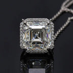 Classic Halo Asscher Cut 5 Carat Necklace