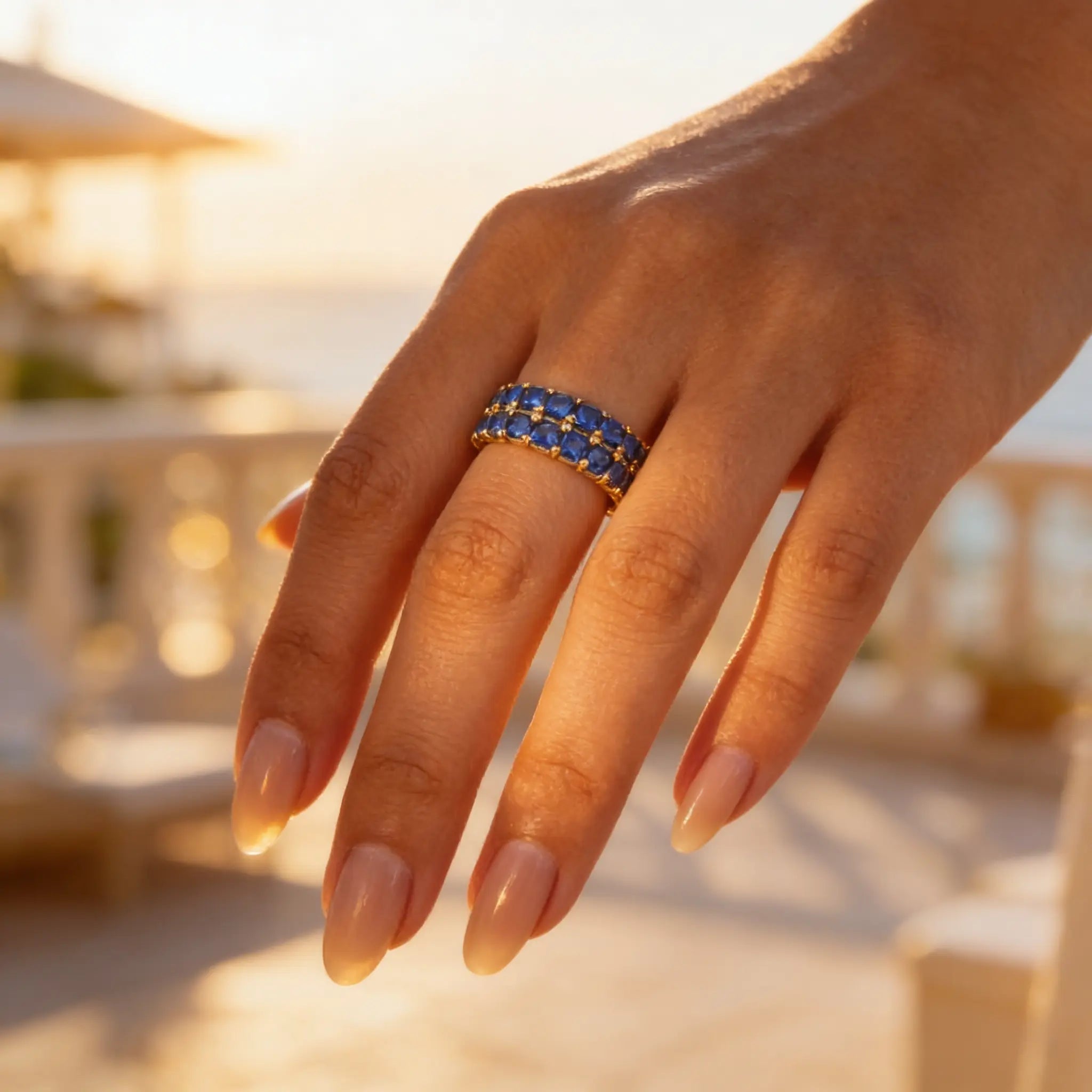 Corsica Double Row Eternity Ring in Sapphire